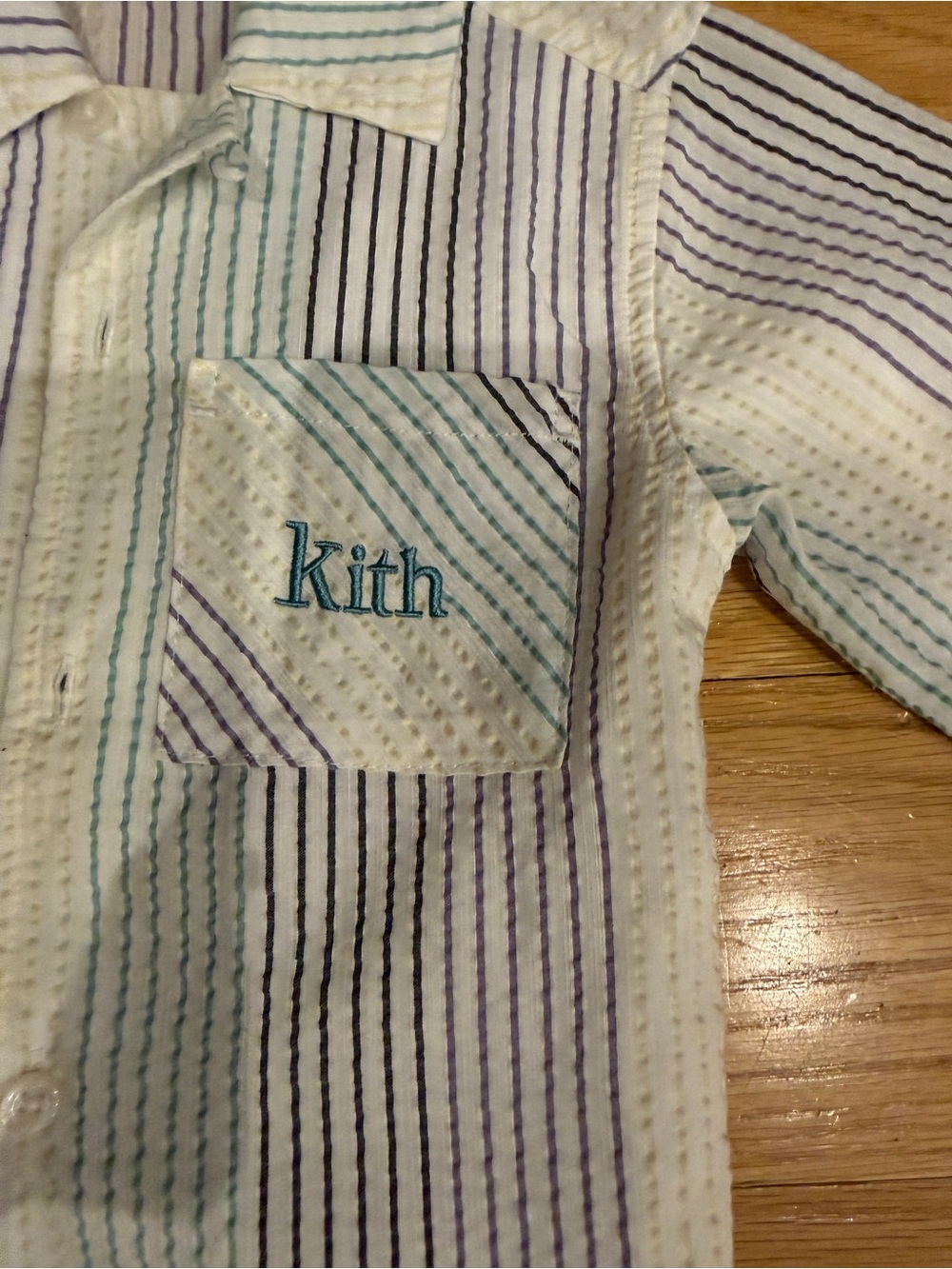 Kith Kids White Striped Shorts Set with Light Blue Accents - Picture 4 of 8